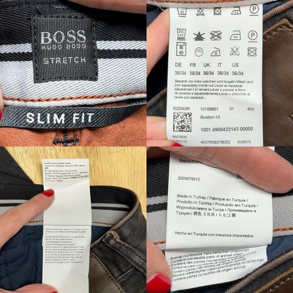 Boss Hugo Boss Mens Stretch Slim Fit Straight Leg Button Fly Dark Brown Jeans 36 - Picture 13 of 14